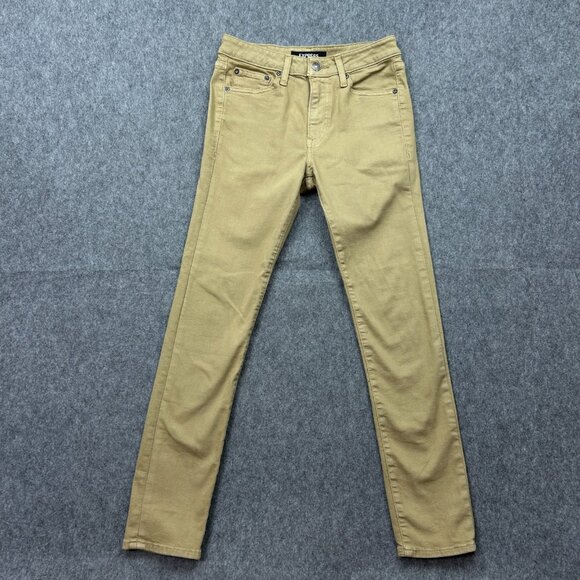 Express Hyper Stretch Skinny Jeans Men's Size 28 X 30 Mid Rise Tan Denim - Picture 2 of 12